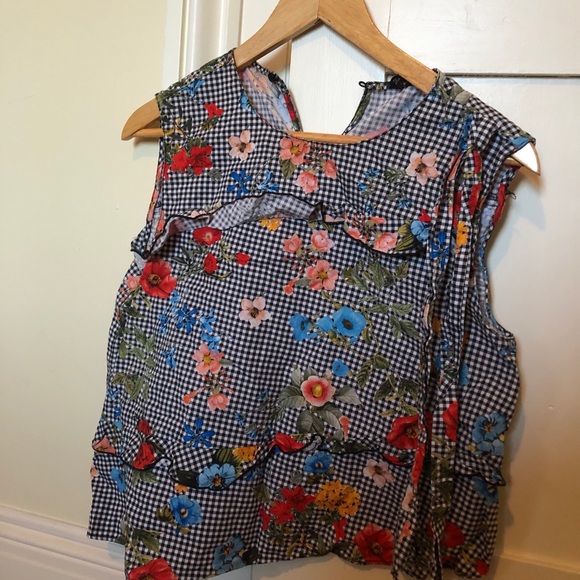 Zara gingham Floral top - Picture 3 of 3